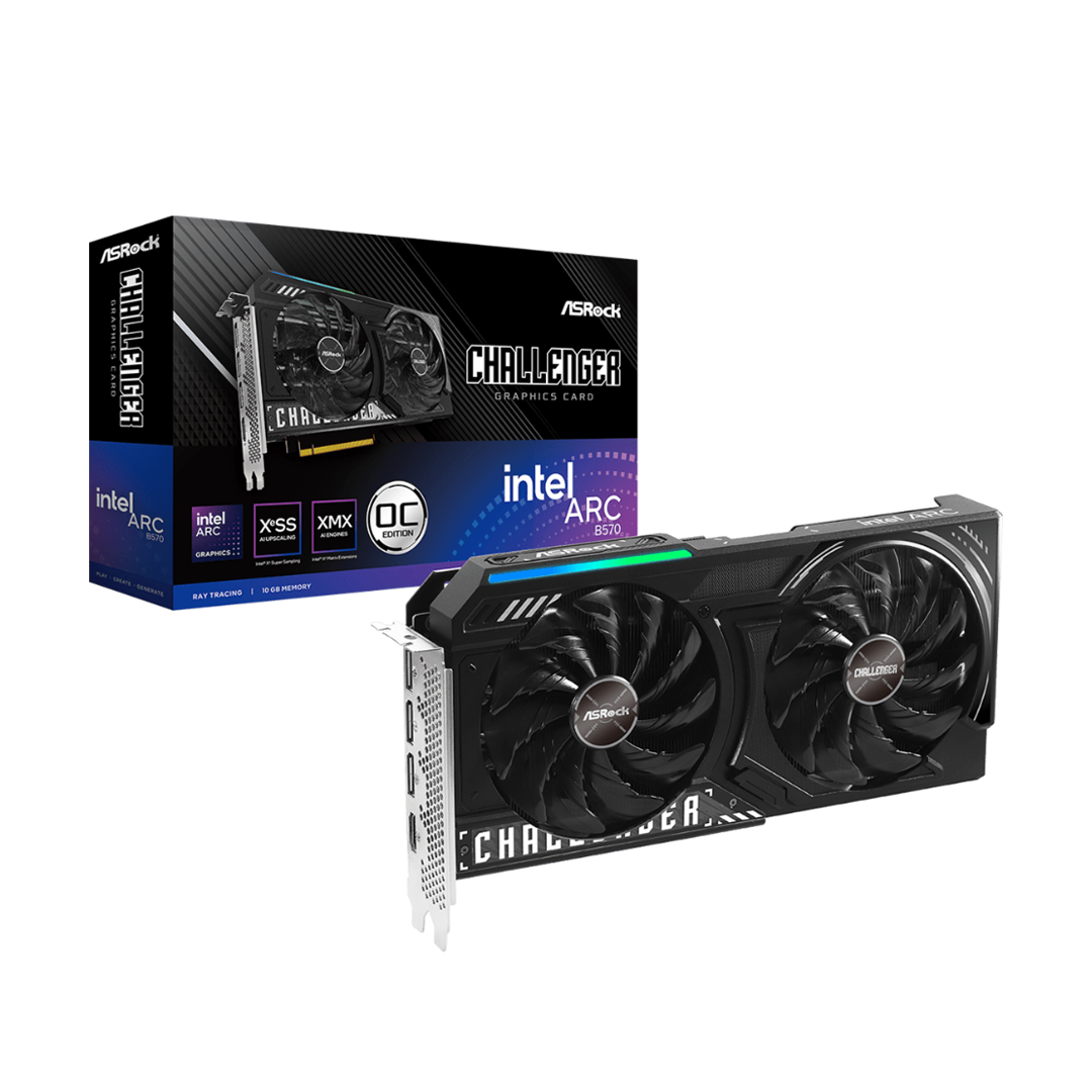 TARJETA DE VIDEO ASROCK INTEL ARC B570 CHALLENGER 10GB OC GDDR6-4