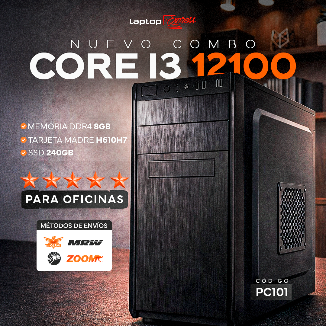 PC CORE i3 12100 12VA GEN 8GB RAM  SSD 240GB CASE EJECUTIVO-1
