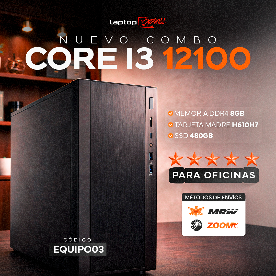 PC CORE  I3 12100 8GB RAM  SSD 480GB  CASE EJECUTIVO-1