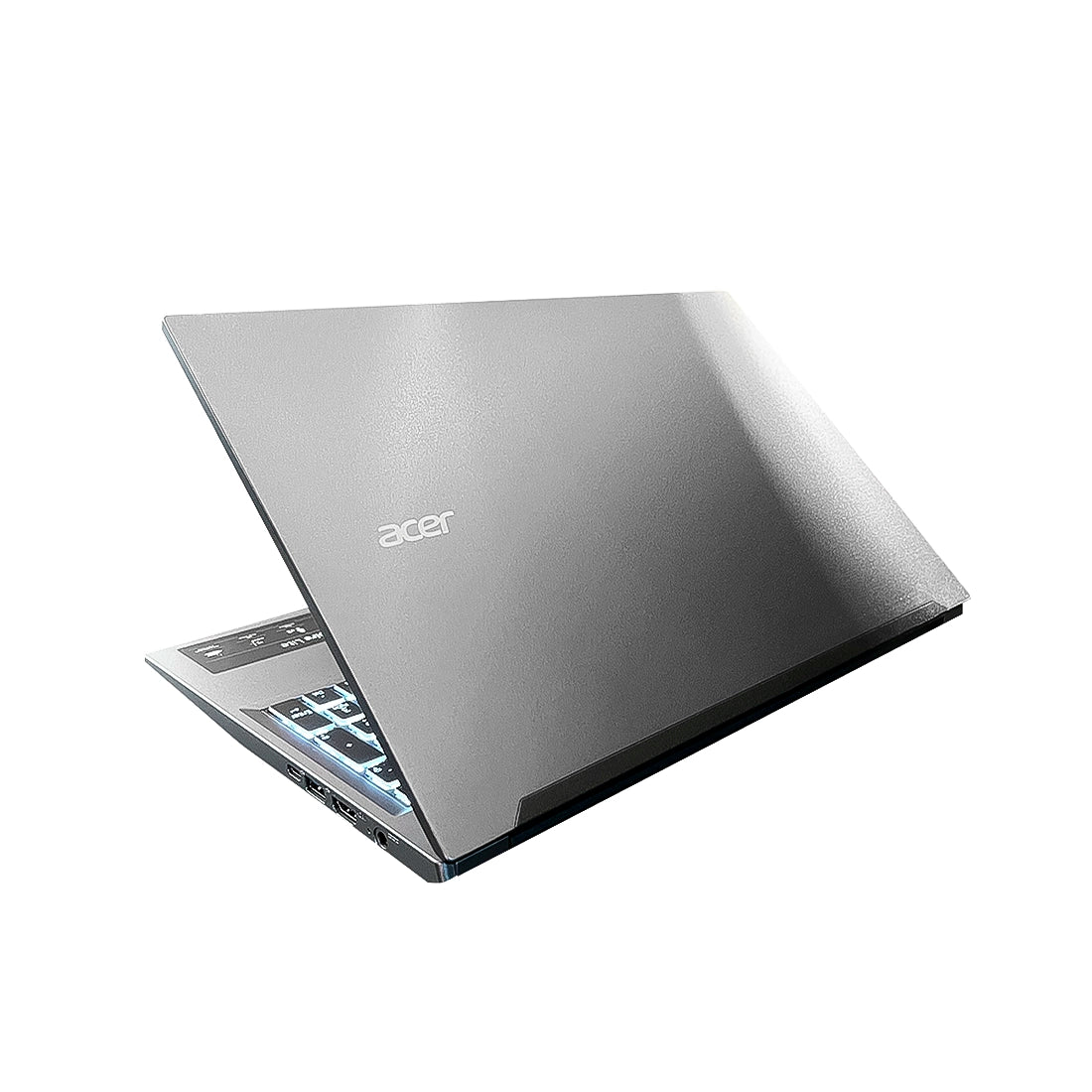 Laptop Acer Aspire Lite plateada abierta mostrando diseño ultra delgado, teclado ergonómico y pantalla Full HD - Laptop Express Caracas