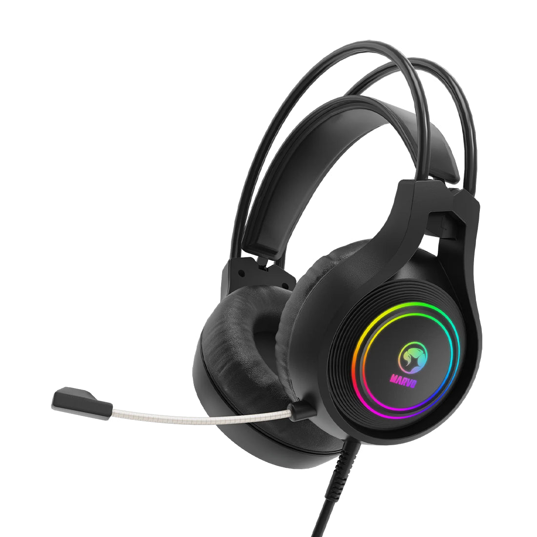 Audífonos gamer cableados Marvo HG8921 Tactic 30 en color negro con diadema suspendida, sonido estéreo y micrófono integrado - Laptop Express Caracas