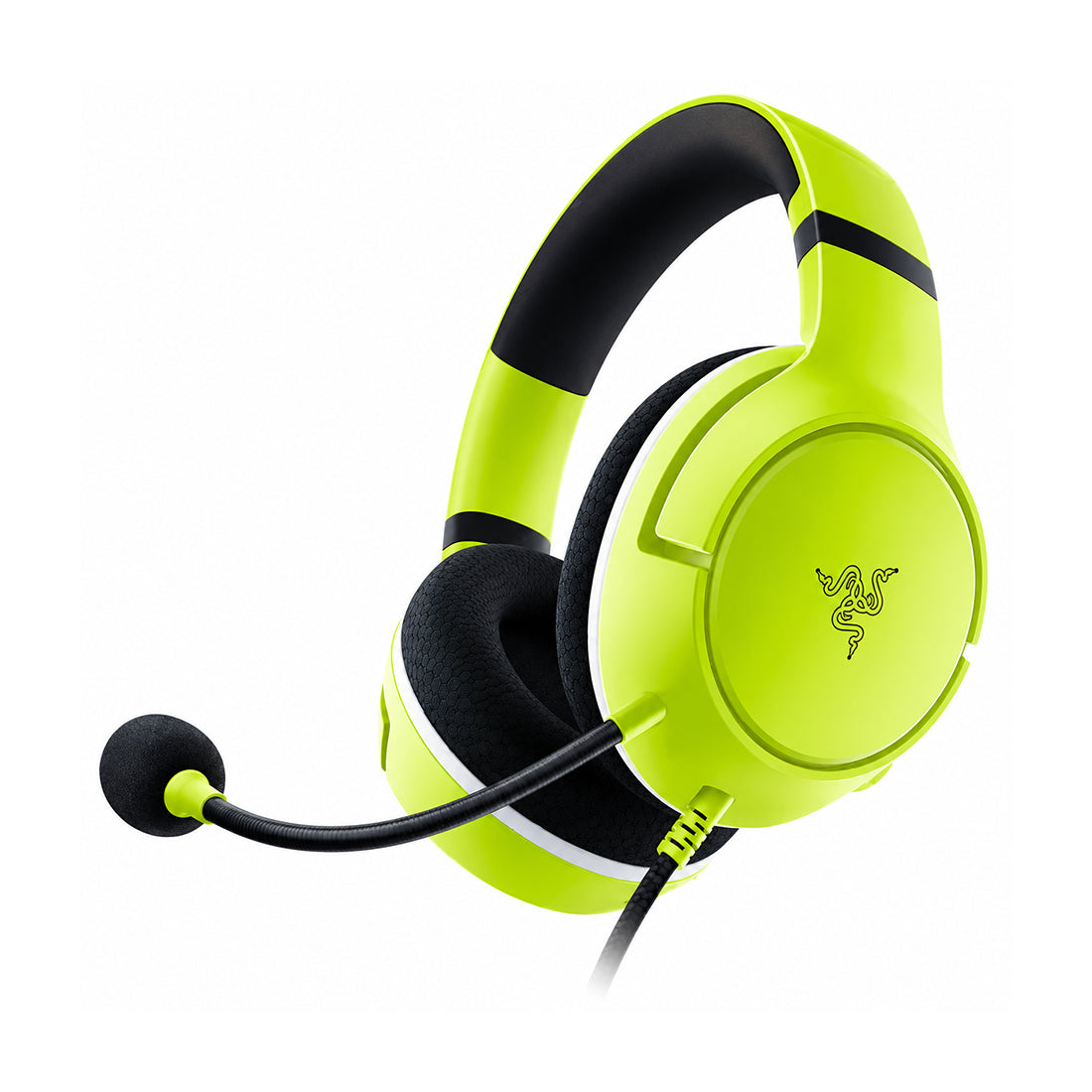 Audífonos gamer Razer Kaira X en color verde con diafragmas TriForce de 50mm, conector de 3.5mm multiplataforma, micrófono cardioide y almohadillas FlowKnit - Laptop Express Caracas