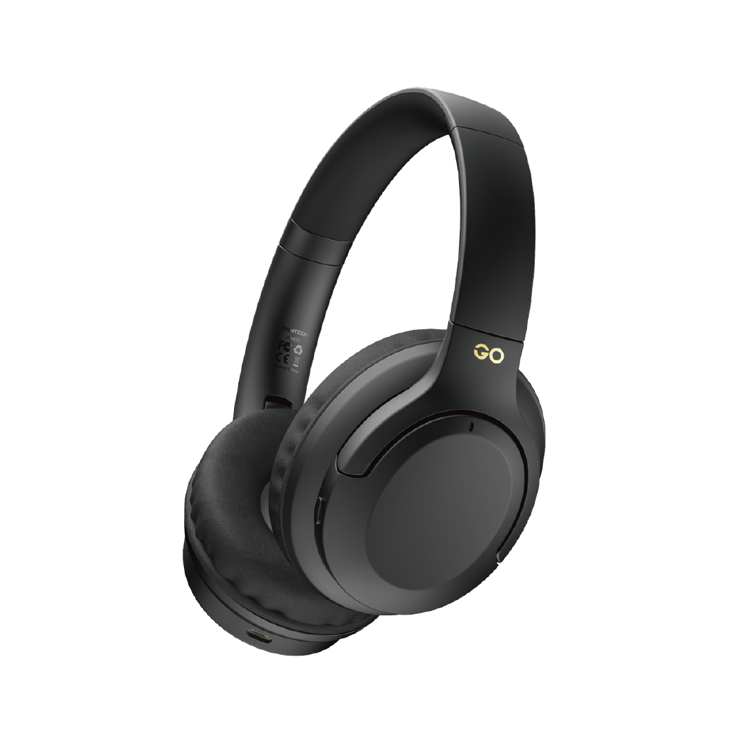 Audífonos inalámbricos Fantech GO WH05 en color negro con conectividad Bluetooth 5.2, puerto de 3.5 mm y carga USB Tipo C - Laptop Express Caracas