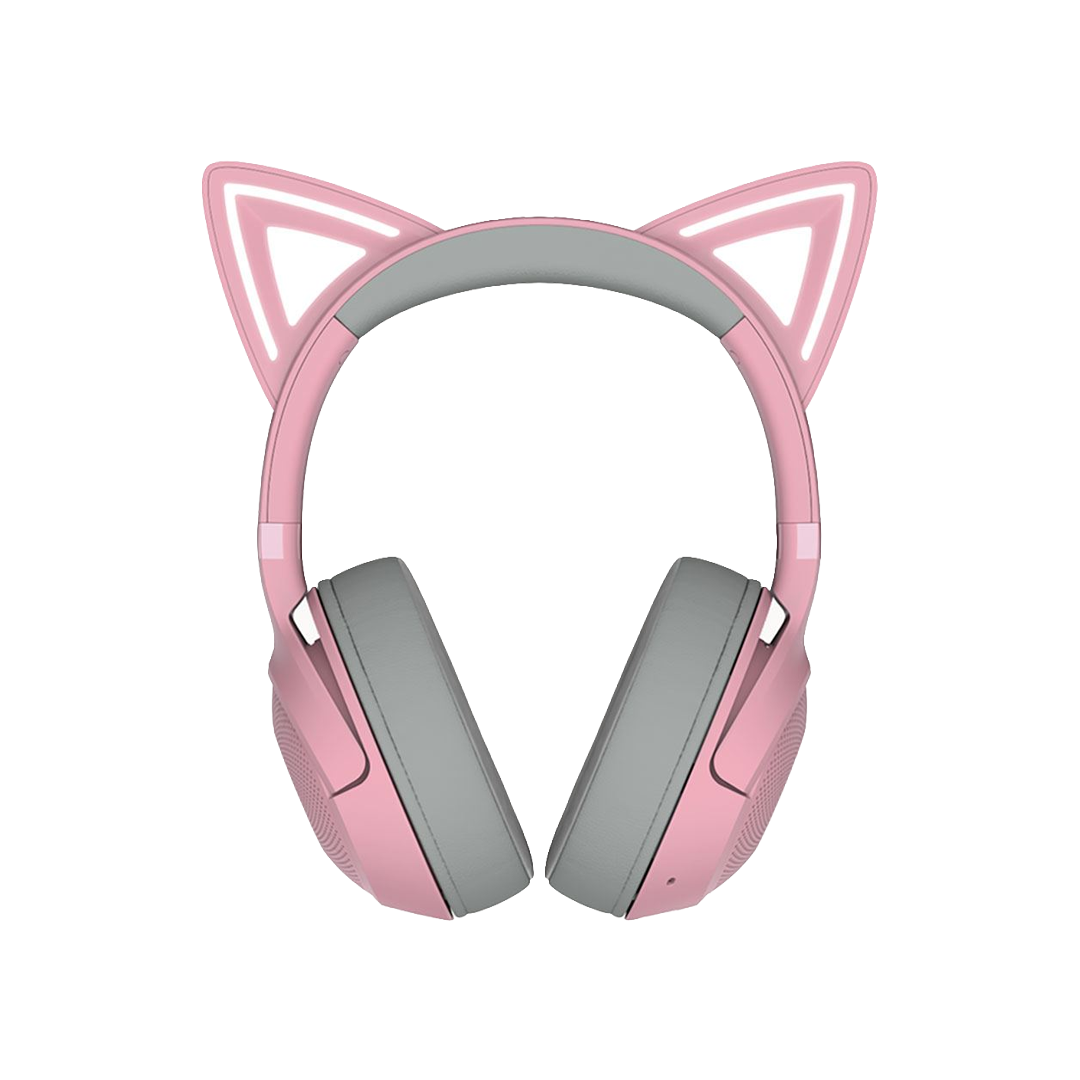 Audífonos gaming Razer Kraken Kitty rosados con orejas de gato, sonido estéreo y controladores de 40mm - Laptop Express Caracas