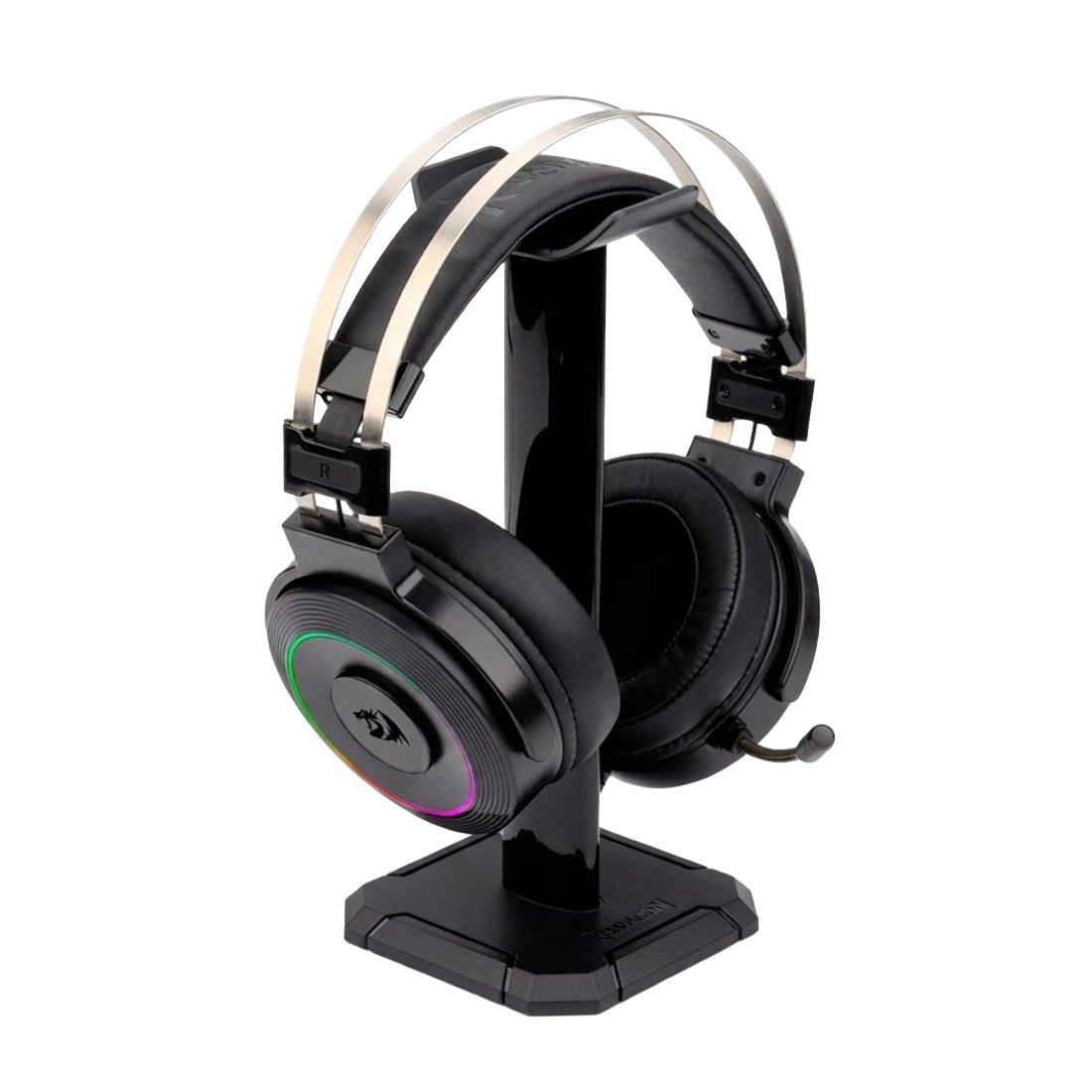 Audifonos gamer para PC de escritorio Redragon Lamia 2 H320RGB-1 con sonido envolvente virtual 7.1 iluminacion rgb chroma y base de soporte color negro - Laptop Express Caracas