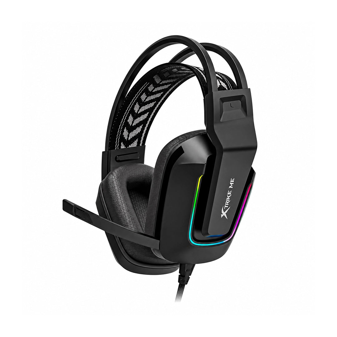 Audífonos gamer Xtrike Me GH-712BK negros con iluminación RGB y conexión de 3.5mm para PC y consolas - Laptop Express Caracas