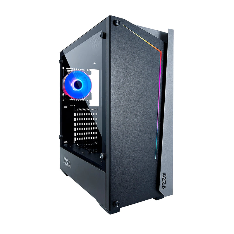 Case Gamer Azza Apollo 430 Negro con iluminación RGB frontal y panel lateral de vidrio templado - Laptop Express Caracas