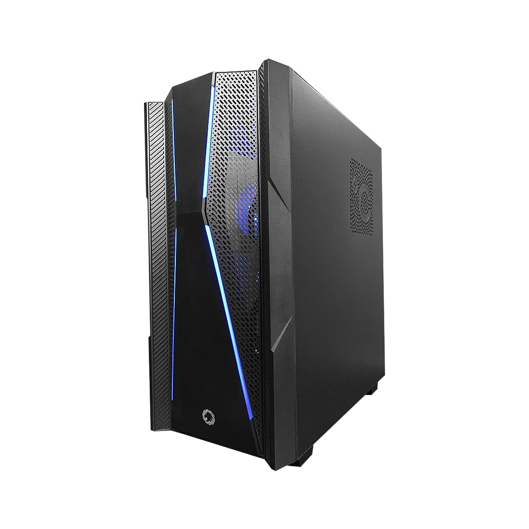 Case gamer GameMax Typhoon negro con panel lateral de vidrio templado y 4 ventiladores ARGB instalados - Disponible en Laptop Express Caracas