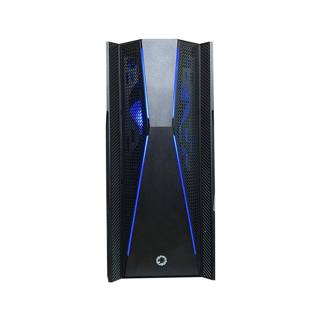 Case gamer GameMax Typhoon negro con panel lateral de vidrio templado y 4 ventiladores ARGB instalados - Disponible en Laptop Express Caracas
