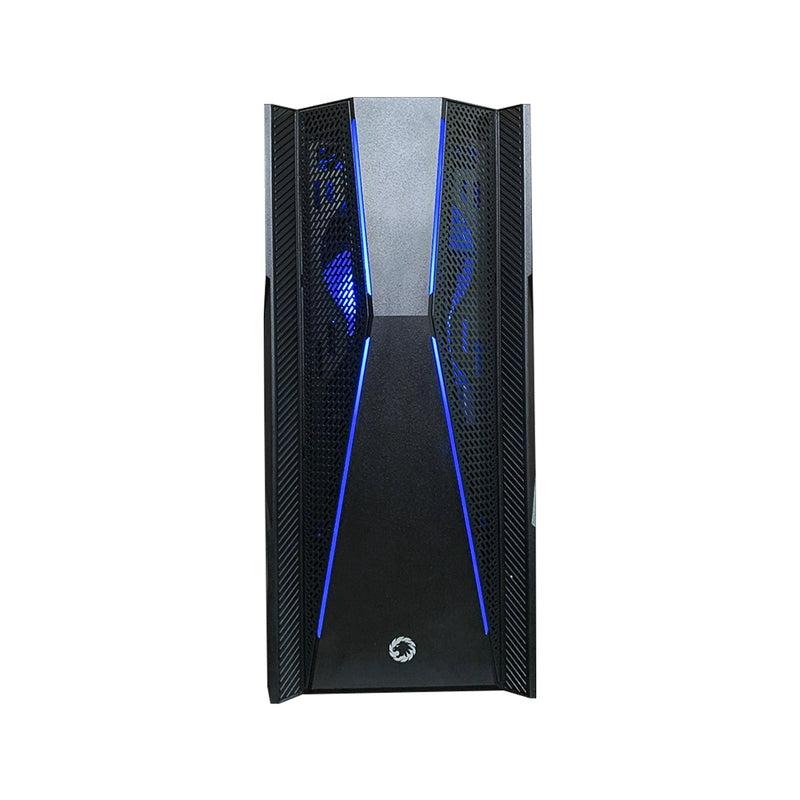 Case gamer GameMax Typhoon negro con panel lateral de vidrio templado y 4 ventiladores ARGB instalados - Disponible en Laptop Express Caracas