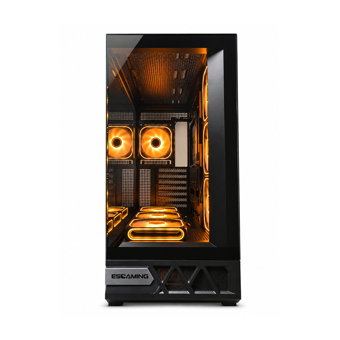 Case gamer EsGaming Enkido Black ATX tipo pecera con doble vidrio templado y 7 ventiladores ARGB preinstalados - Laptop Express Caracas