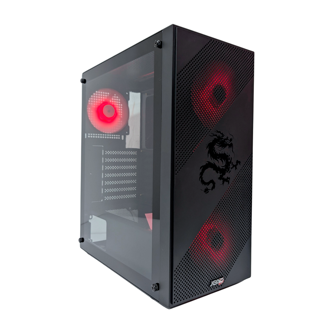 Case gabinete gamer para PC JEMIP Dragon 5383X con 4 ventiladores argb hub controlador panel de vidrio templado y frontal mesh - Laptop Express Caracas