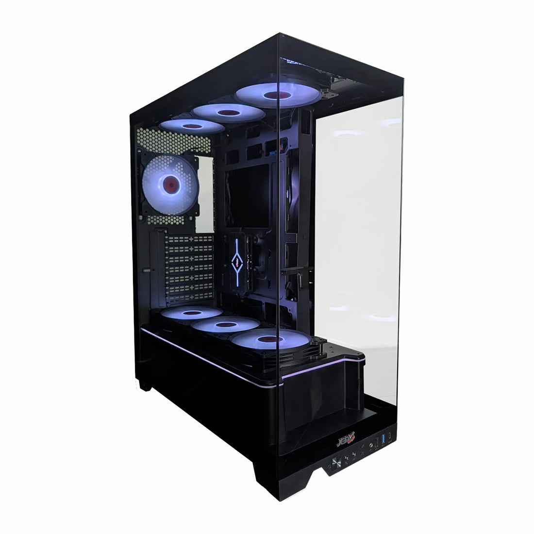 Case gamer Jemip Forge Pro E-ATX negro con paneles de vidrio templado, 7 ventiladores incluidos y puerto USB Type-C - Laptop Express Caracas
