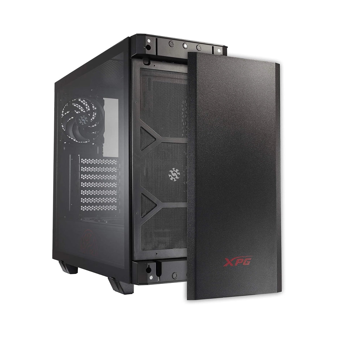 Chasis XPG Invader mATX color negro con panel lateral de vidrio templado y 2 ventiladores instalados - Laptop Express Caracas