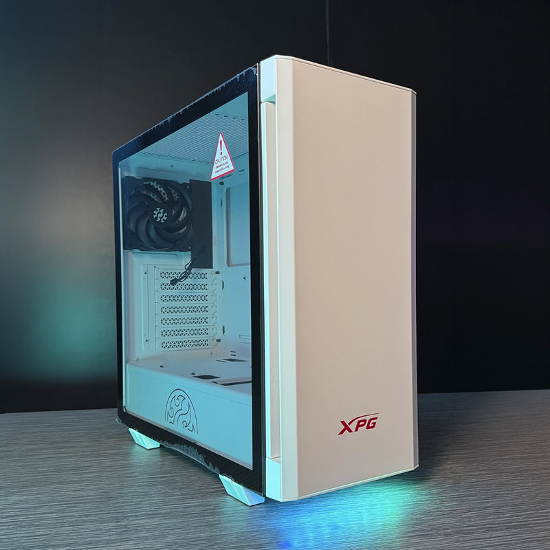 Case gamer  XPG Invader mATX color blanco con panel lateral de vidrio templado y 2 ventiladores instalados - Laptop Express Caracas Venezuela