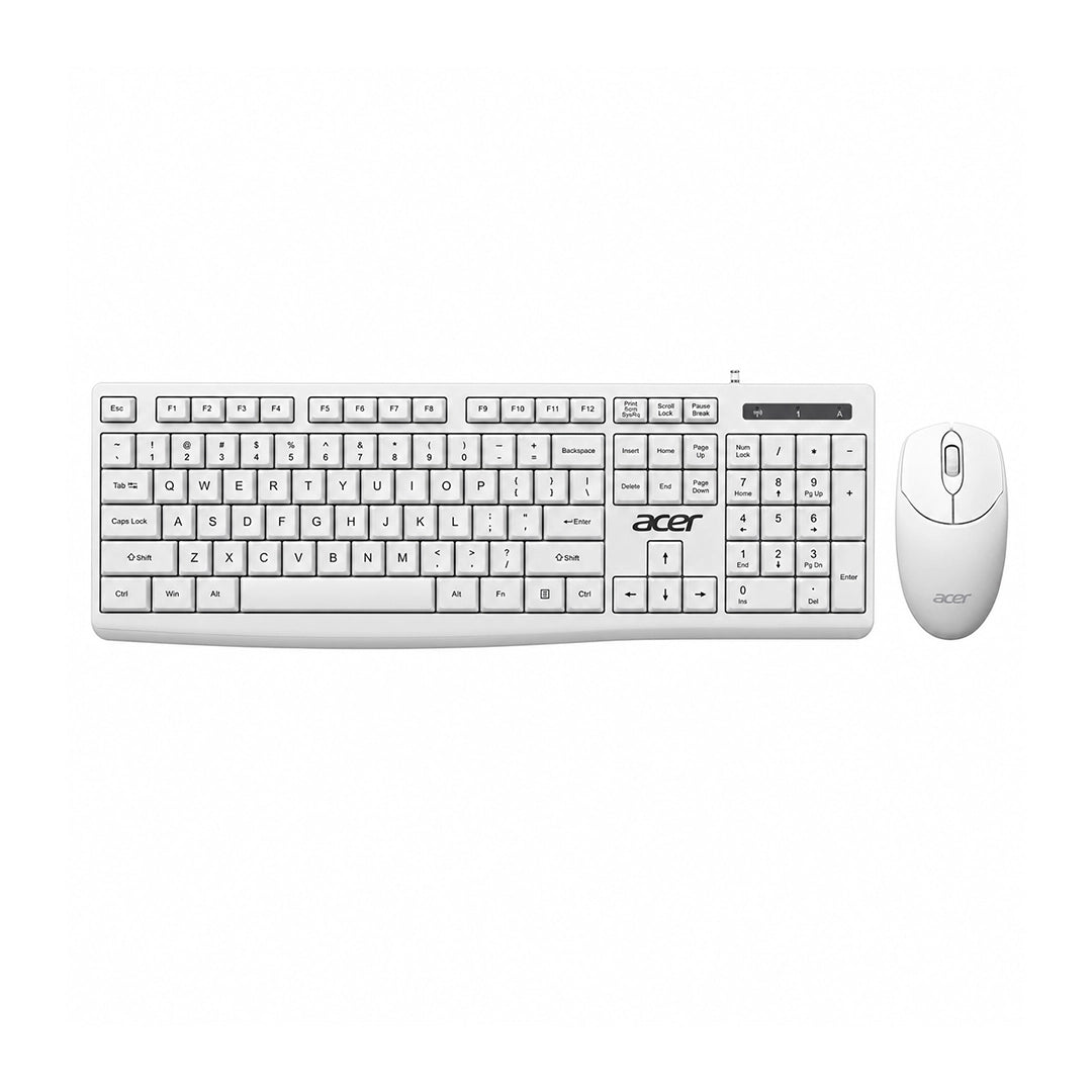 Combo de teclado y mouse Acer EAK040 blanco con conexión USB y diseño ergonómico para oficina - Laptop Express Caracas