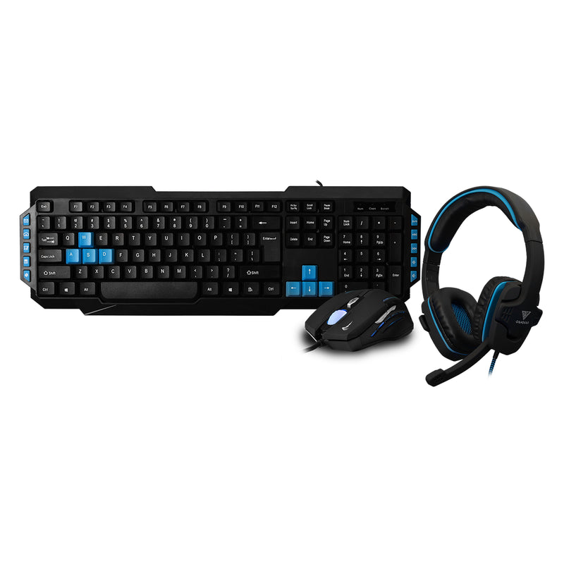 Combo gamer Gamdias Poseidon E1 3 en 1 con teclado retroiluminado, mouse óptico de 3200 DPI y audífonos con micrófono - Laptop Express Caracas