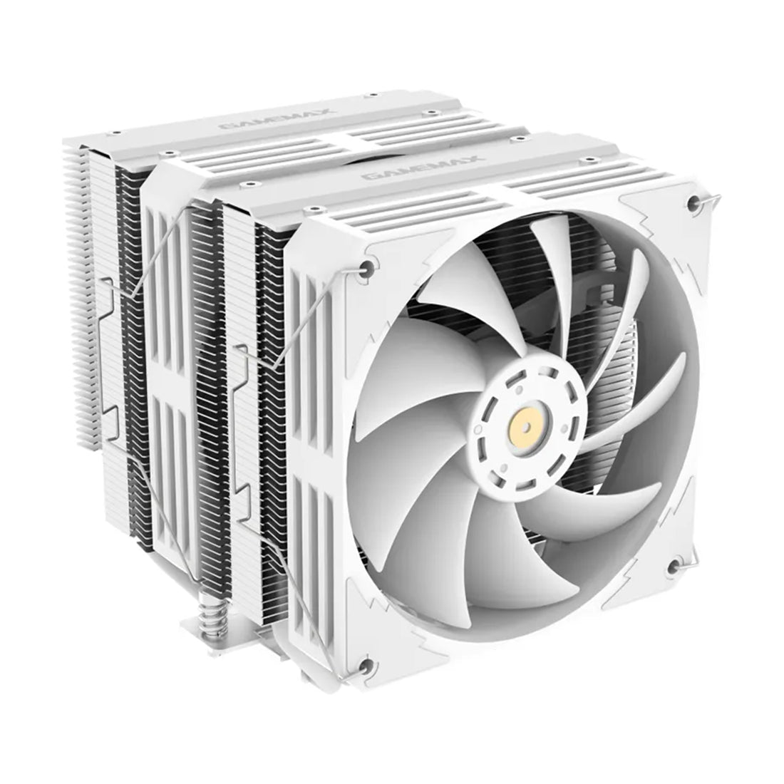 Disipador de aire GameMax Twin 600 edición blanca de doble torre con 6 heatpipes y doble ventilador para sockets AM5 y LGA 1700 - Laptop Express Caracas