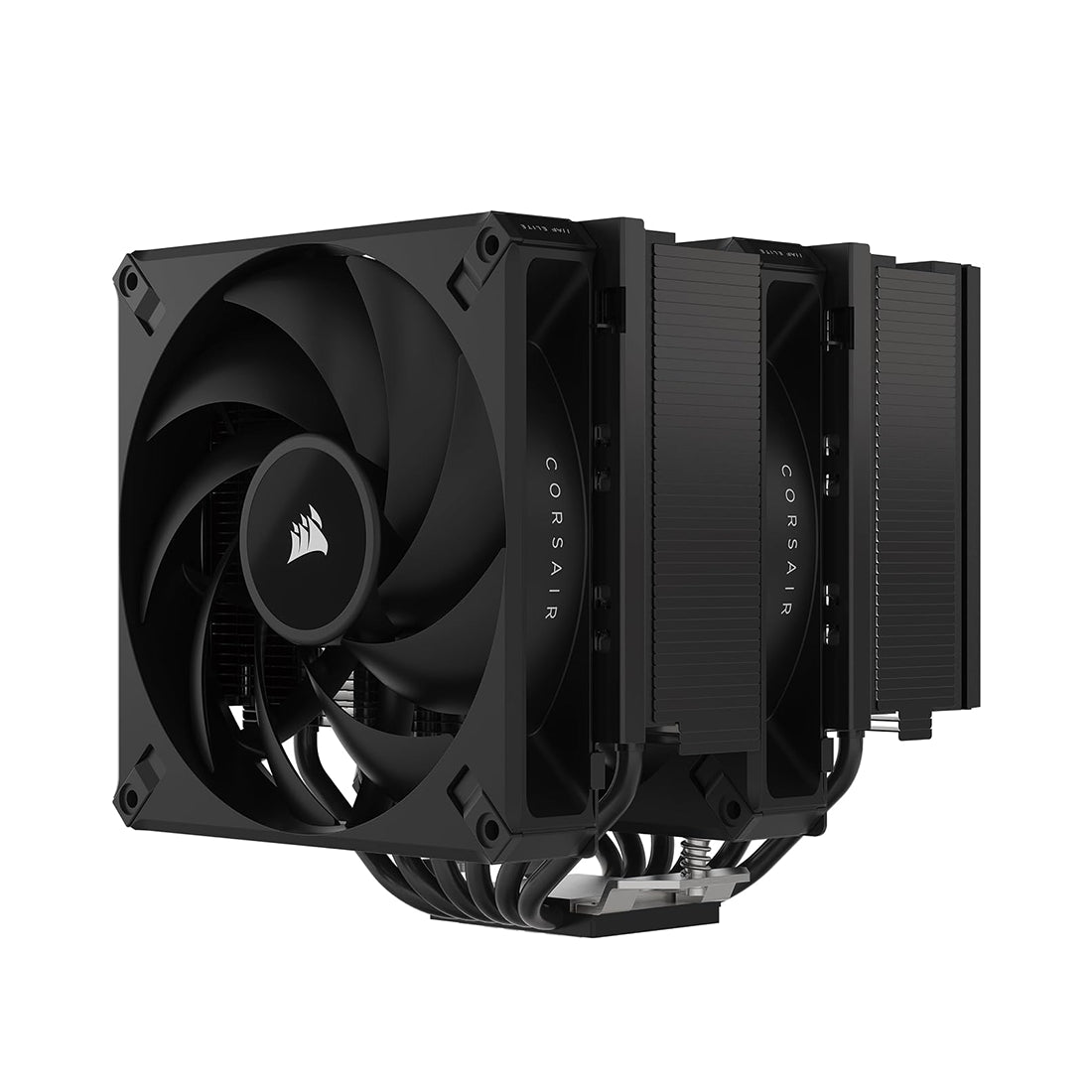 Disipador de aire Corsair A115 de doble torre en color negro con dos ventiladores de 140 mm, seis heatpipes y soporte TDP de 250W para sockets LGA1700 y AM5 - Laptop Express Caracas