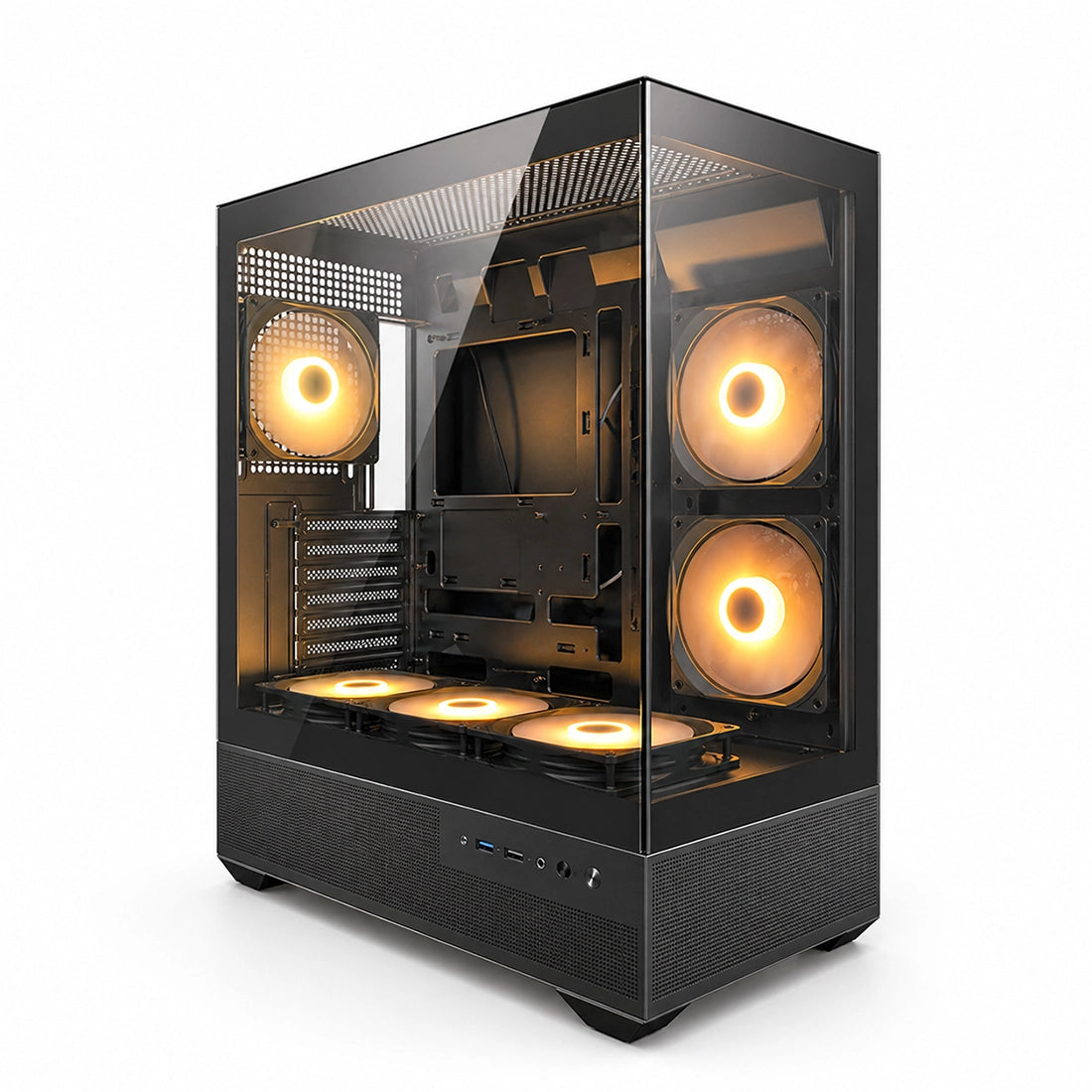 Case Gamer ESGAMING BK01 tipo pecera panorámico con 6 ventiladores ARGB negros - Laptop Express Caracas
