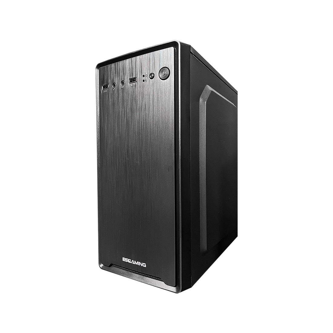 Case ESGAMING Ejecutivo Premium negro con acabado de aluminio cepillado y puerto USB 3.0 frontal - Laptop Express Caracas