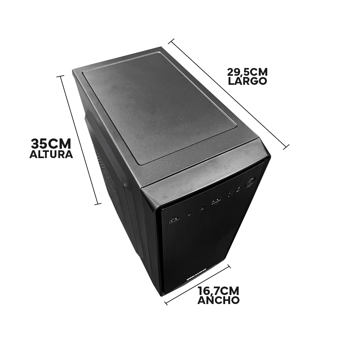 Case ESGAMING Ejecutivo Premium negro con acabado de aluminio cepillado y puerto USB 3.0 frontal - Laptop Express Caracas