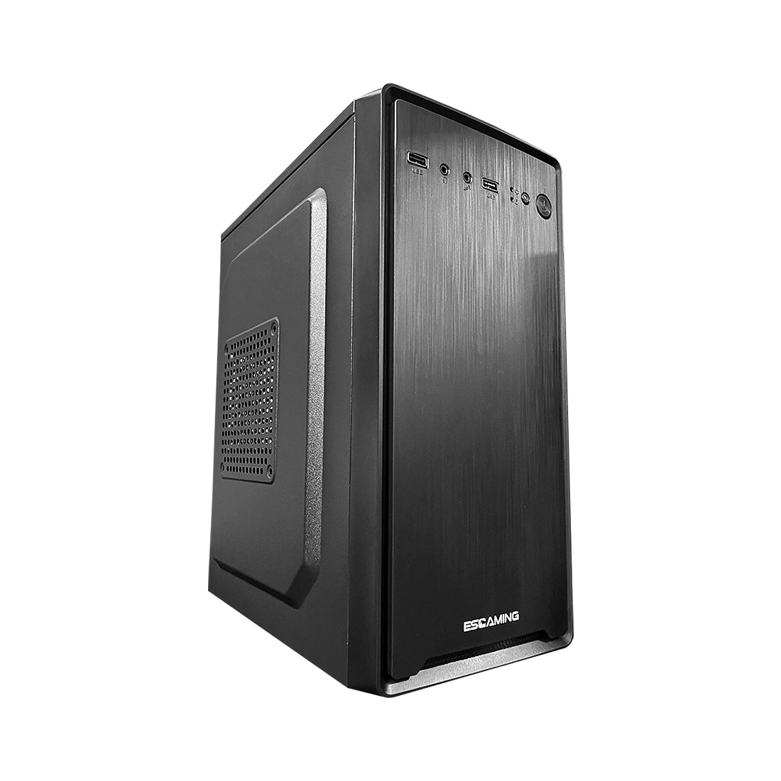 Case ESGAMING Ejecutivo Premium negro con acabado de aluminio cepillado y puerto USB 3.0 frontal - Laptop Express Caracas