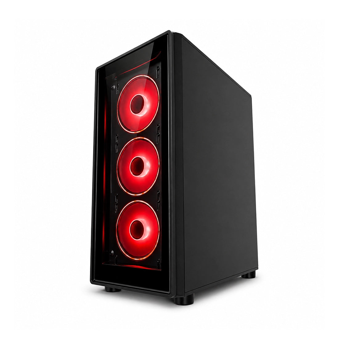 Case Gamer ESGAMING HA-01G Black Mid-Tower con vidrio templado y 4 ventiladores Rainbow - Laptop Express Caracas