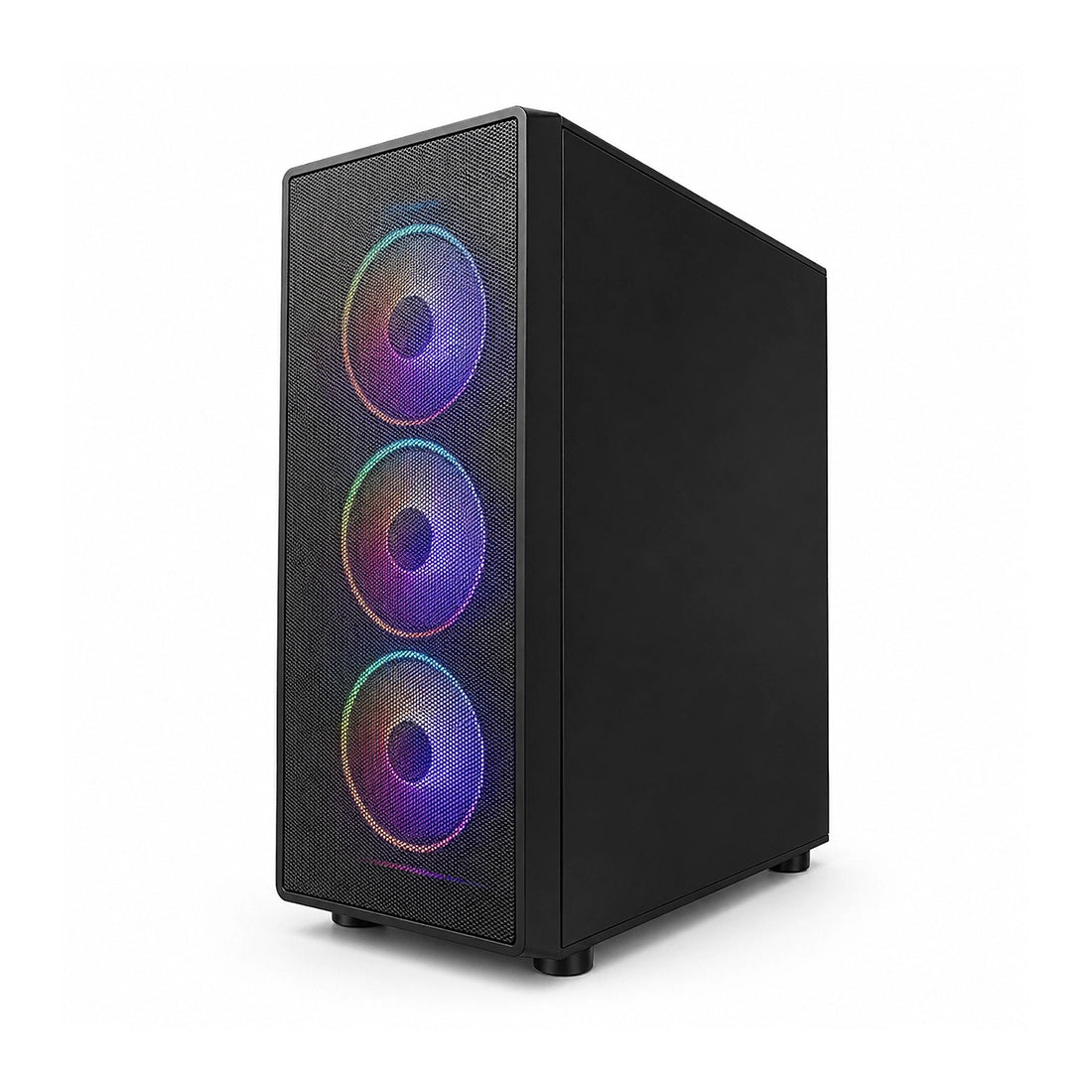 Case Gamer ESGAMING HA-01M Mesh Mid-Tower con 4 ventiladores Rainbow y vidrio templado - Laptop Express Caracas