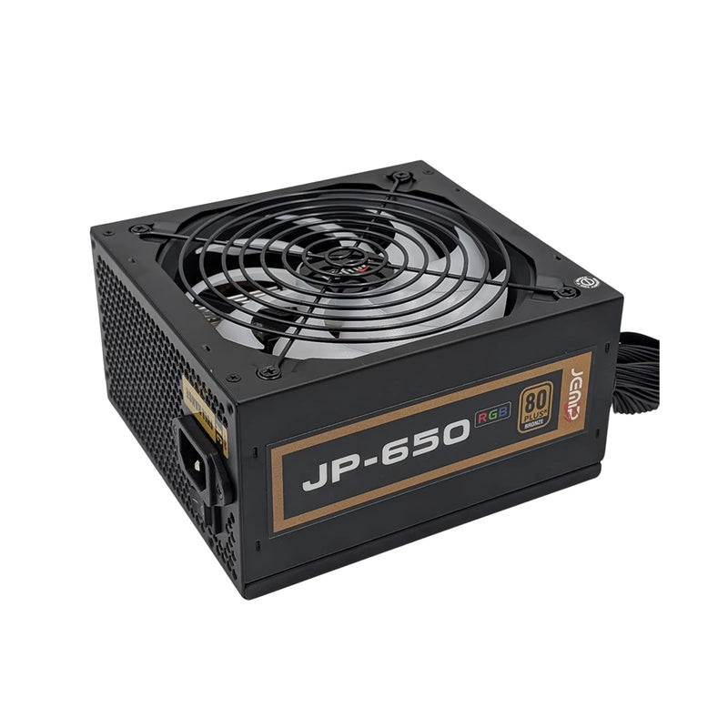 Fuente de poder para PC de escritorio JEMIP de 650w con certificacion de eficiencia 80 plus bronze proteccion electrica avanzada color negra - Laptop Express Caracas