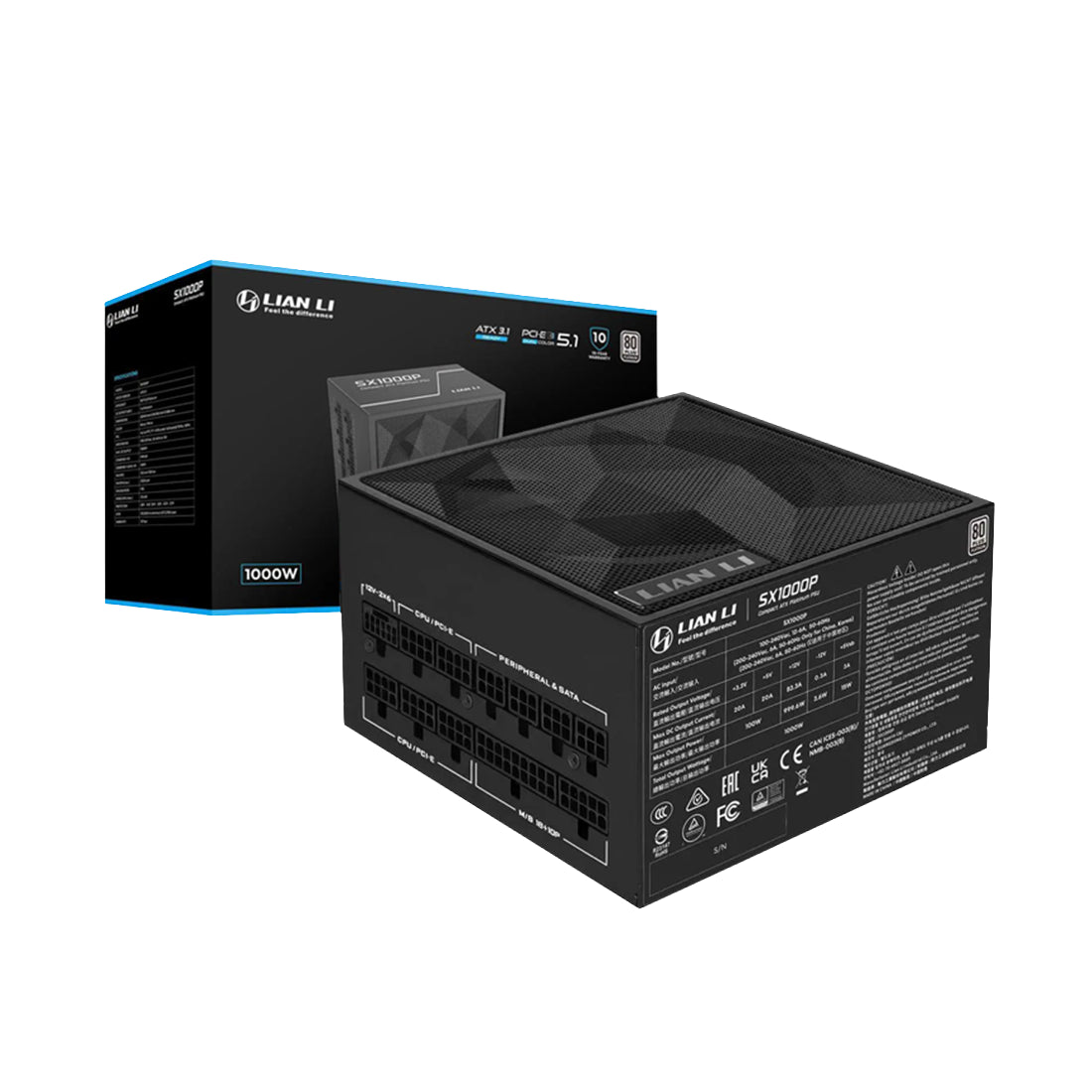 Fuente de poder Lian Li SX1000P de 1000W full modular con certificación 80 Plus Platinum y factor de forma SFX-L en color negro - Laptop Express Caracas
