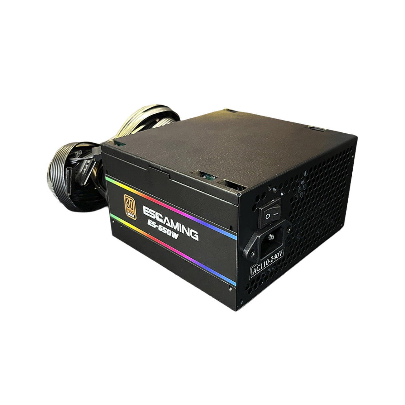 Fuente de poder certificada 80 Plus Bronze ESGAMING 650W color negro - Laptop Express Caracas