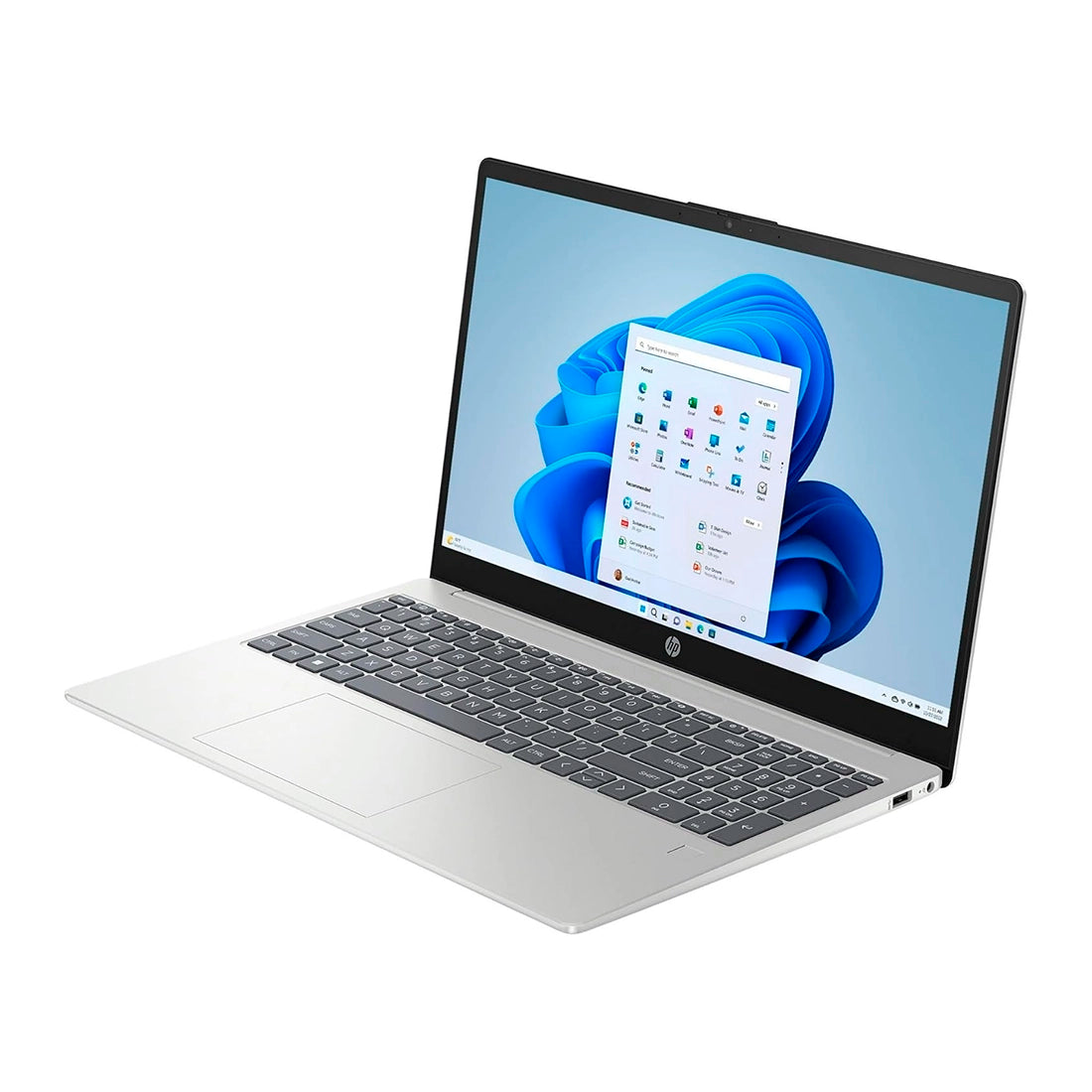 Laptop HP de 15.6 pulgadas color plata abierta mostrando pantalla Full HD y procesador i3-N305 de 8 núcleos - Laptop Express Caracas