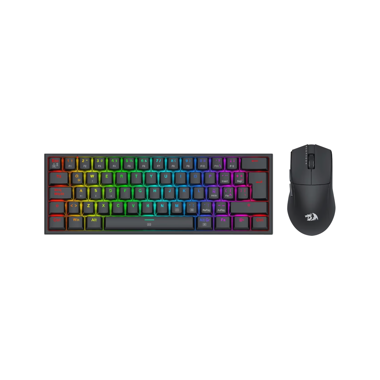 COMBO MOUSE Y TECLADO REDRAGON ESSENTIALS M724/K617RGB-SP NEGRO MECANICO-1