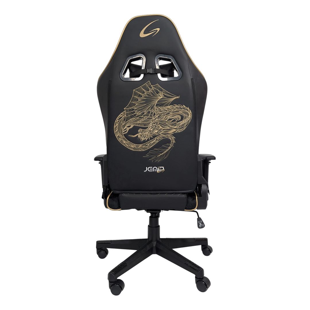 SILLA GAMER JEMIP MUSHU ERGONOMICA POSA BRAZOS SOPORTE LUMBAR NEGRO DORADO-3