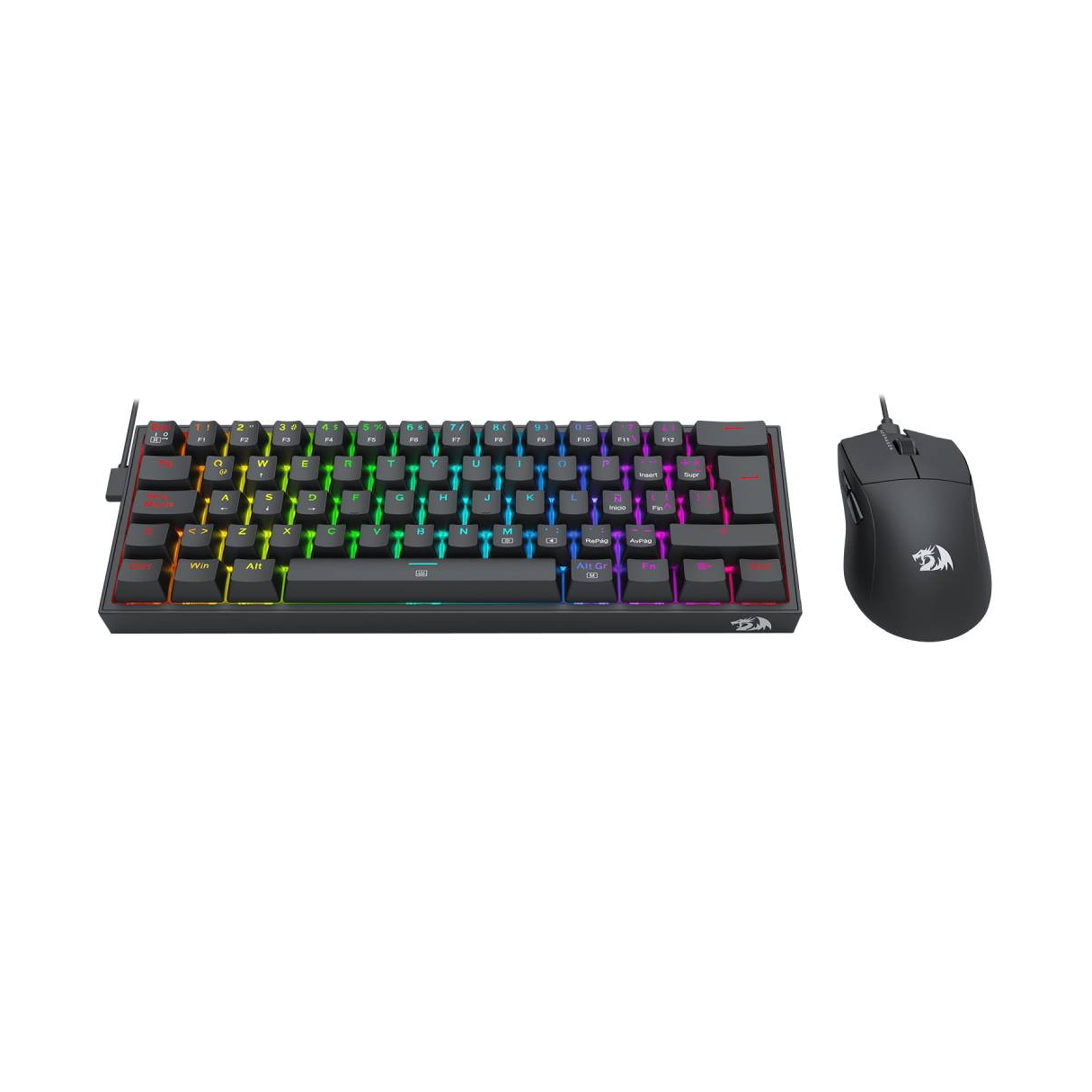COMBO MOUSE Y TECLADO REDRAGON ESSENTIALS M724/K617RGB-SP NEGRO MECANICO-3