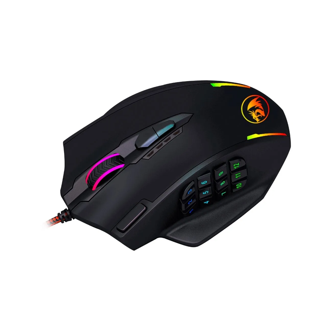 MOUSE REDRAGON IMPACT RGB NEGRO M908 CON MACRO