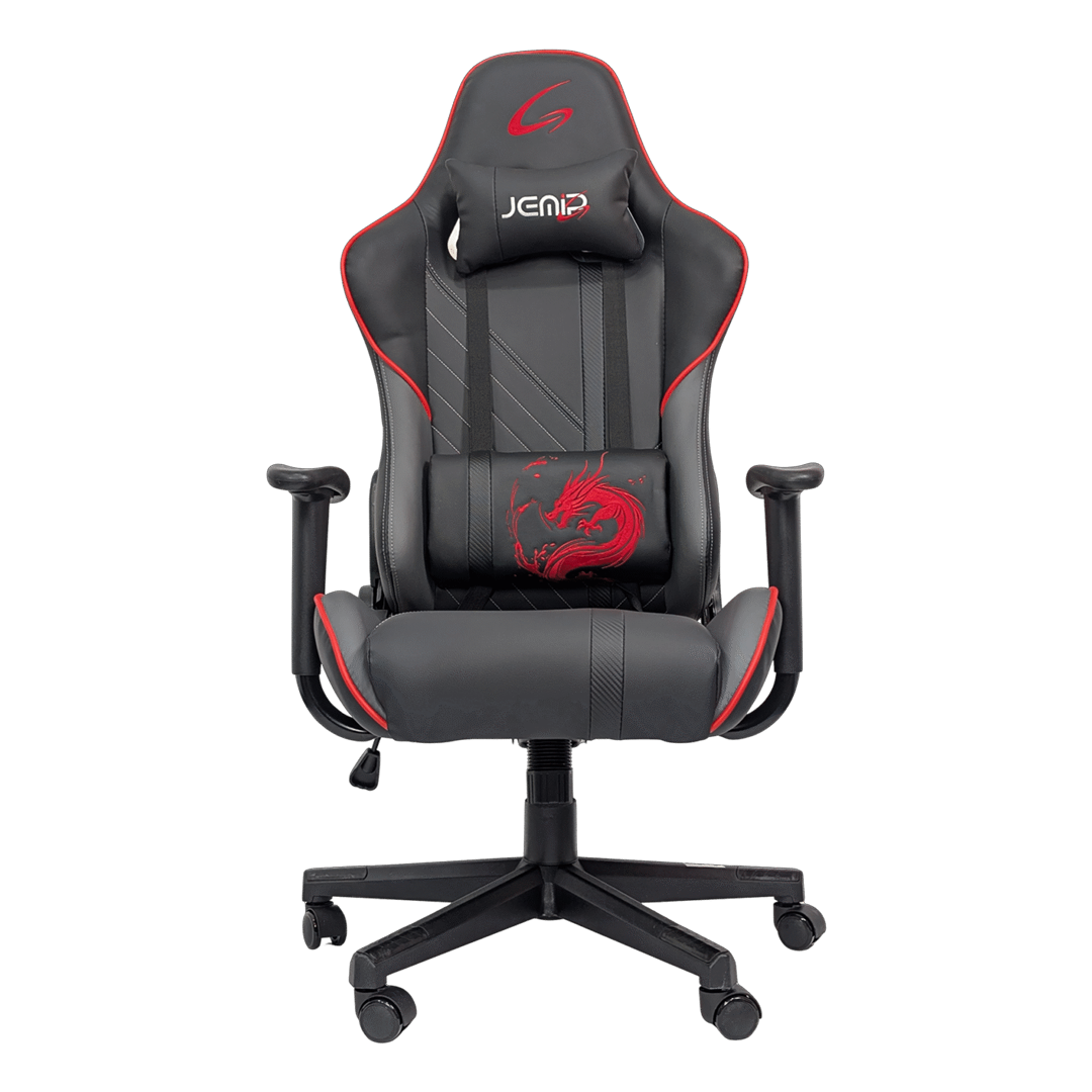 SILLA  GAMING JEMIP SEIRYU ERGONOMICA POSA BRAZOS NEGRO GRIS ROJO