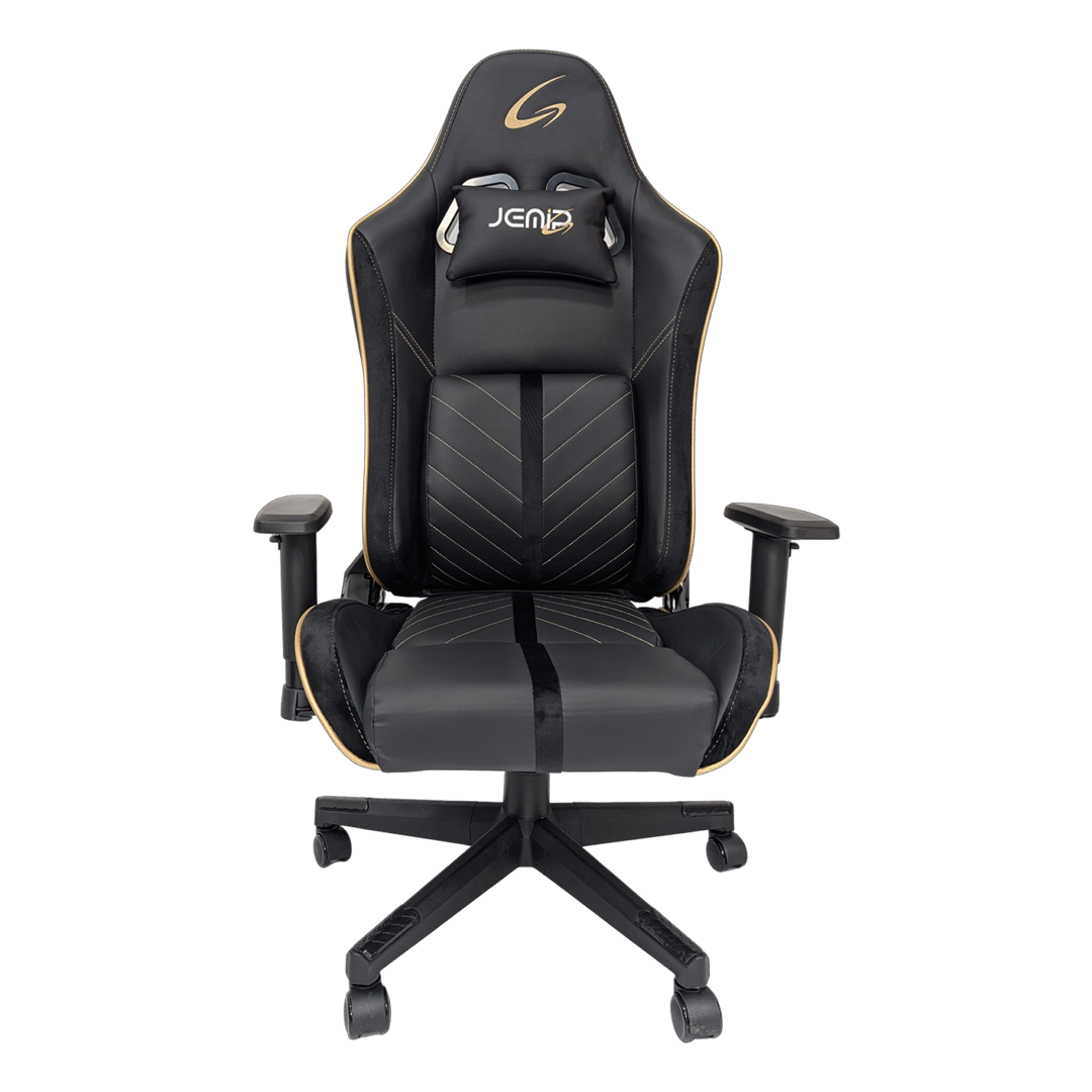 SILLA GAMER JEMIP MUSHU ERGONOMICA POSA BRAZOS SOPORTE LUMBAR NEGRO DORADO-1
