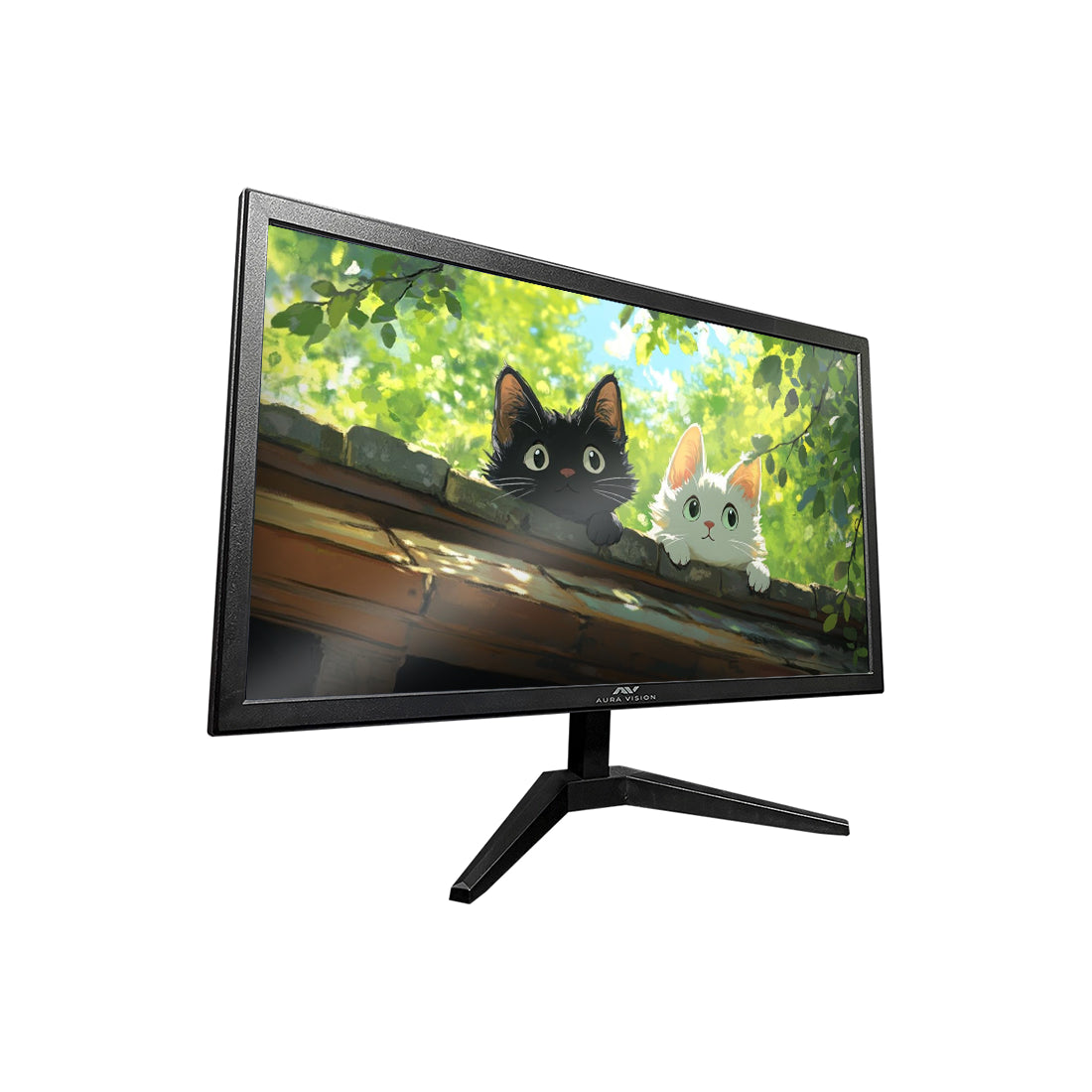 Monitor Aura Vision de 19 pulgadas con resolución 1440x900, entradas HDMI y VGA, diseño ultra delgado en color negro - Laptop Express Caracas