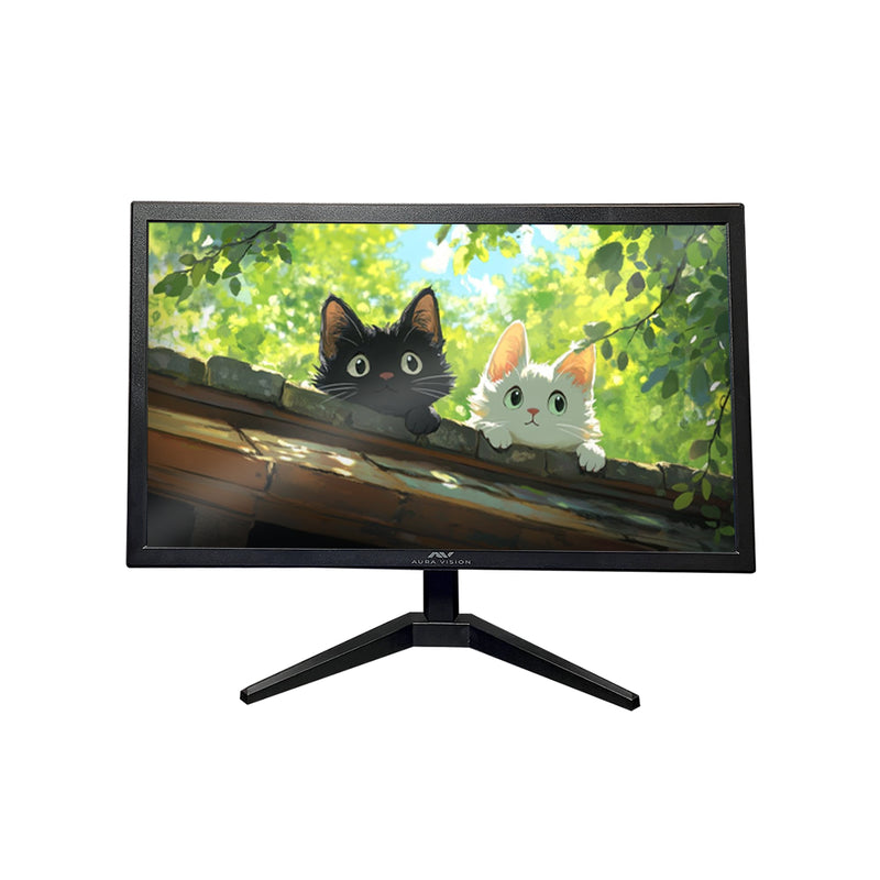 Monitor Aura Vision de 19 pulgadas con resolución 1440x900, entradas HDMI y VGA, diseño ultra delgado en color negro - Laptop Express Caracas