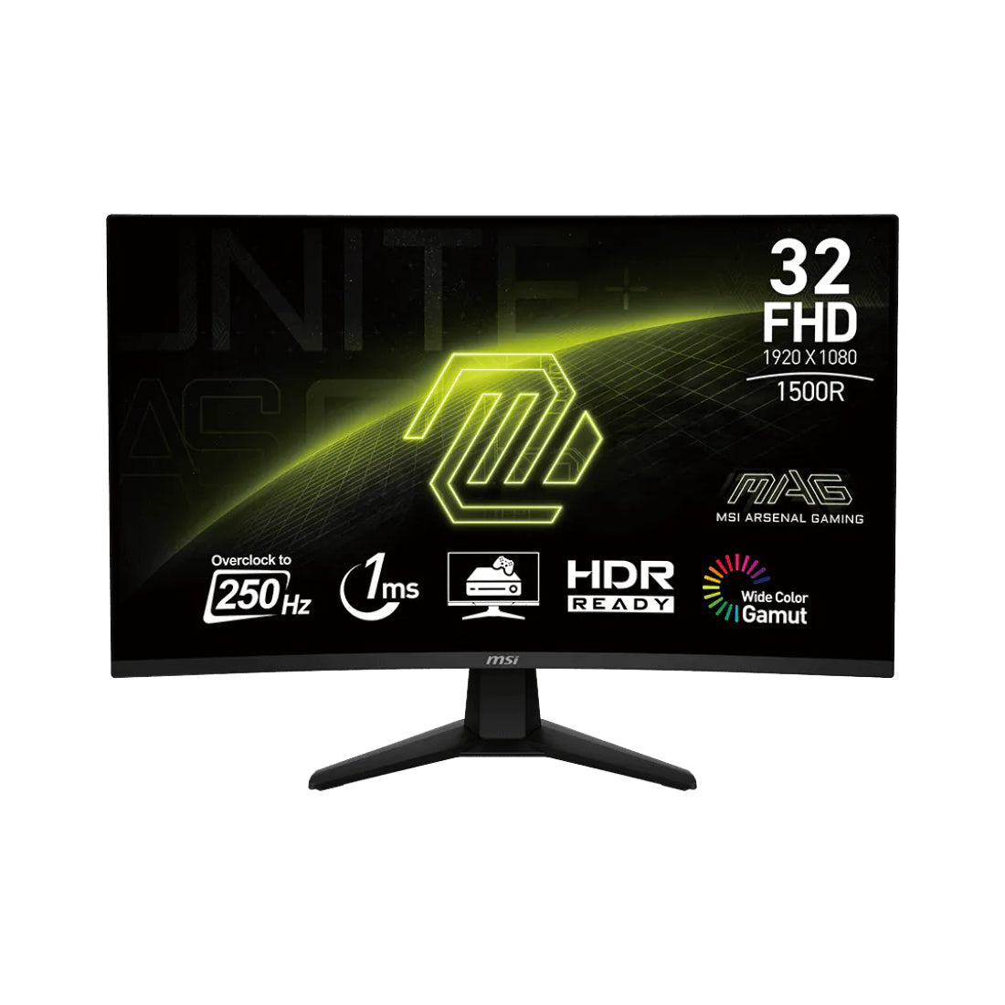 Monitor curvo gaming MSI MAG 32C6X de 32 pulgadas con tasa de refresco de 250Hz, panel VA, resolución FHD 1920x1080 y 1ms de respuesta - Laptop Express Caracas