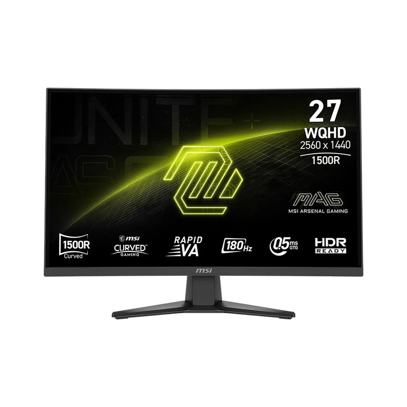 Monitor curvo MSI PRO MP275CQF de 27 pulgadas resolución 2K QHD 1440p con 180Hz de tasa de refresco y panel VA - Laptop Express Caracas