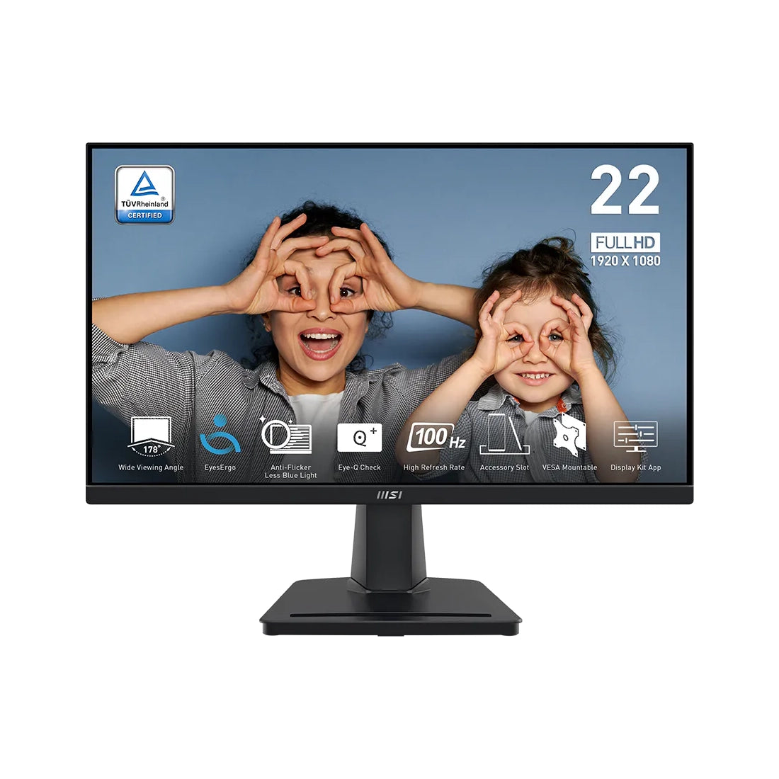 Monitor profesional MSI PRO MP225V de 21.5 pulgadas con 100Hz de tasa de refresco y tecnología para el cuidado de los ojos - Laptop Express Caracas