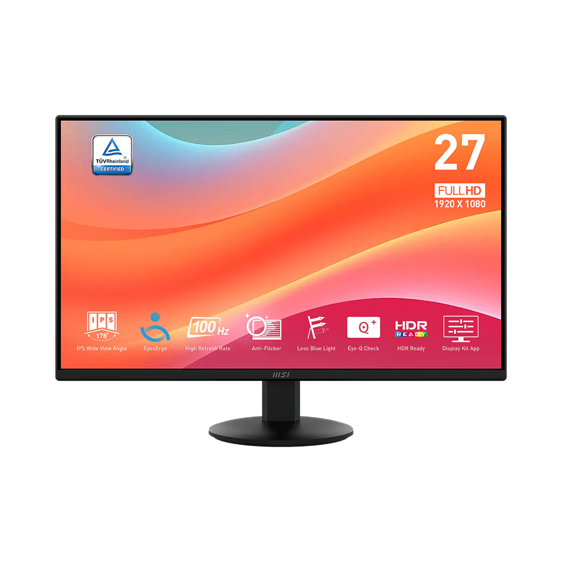 Monitor profesional MSI PRO MP272L de 27 pulgadas con tasa de refresco de 100Hz, panel IPS, resolución FHD 1920x1080 y tecnologías de cuidado visual - Laptop Express Caracas