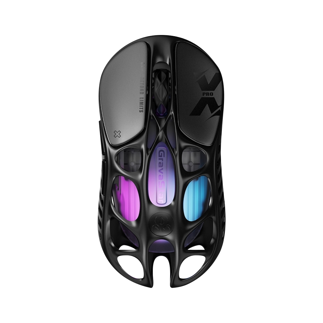 Mouse gamer inalámbrico GravaStar Mercury GSX negro de aleación de magnesio ultraligero 49g con sensor PAW 3950 de 32000 DPI - Laptop Express Caracas