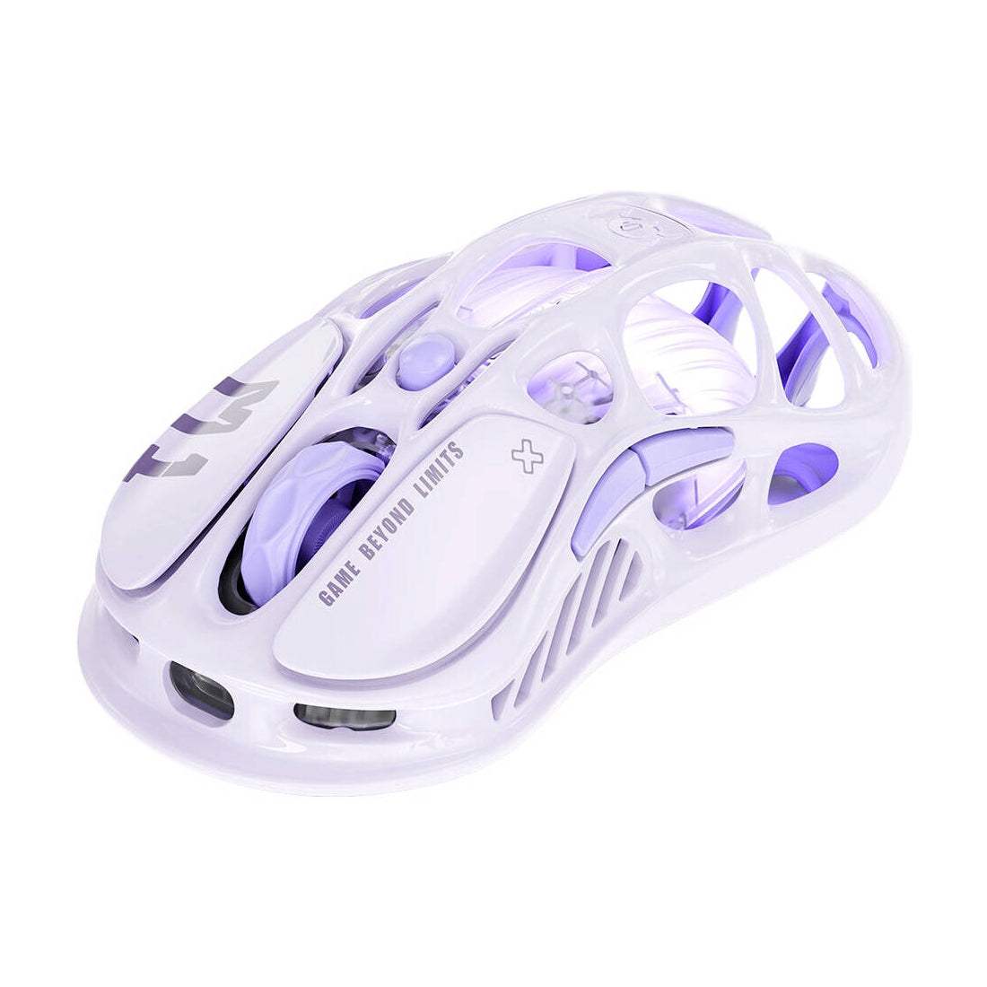 Mouse gamer inalámbrico GravaStar Mercury M1 Pro en color morado lavanda con chasis de aleación de magnesio, sensor PAW3395 e iluminación RGB - Laptop Express Caracas
