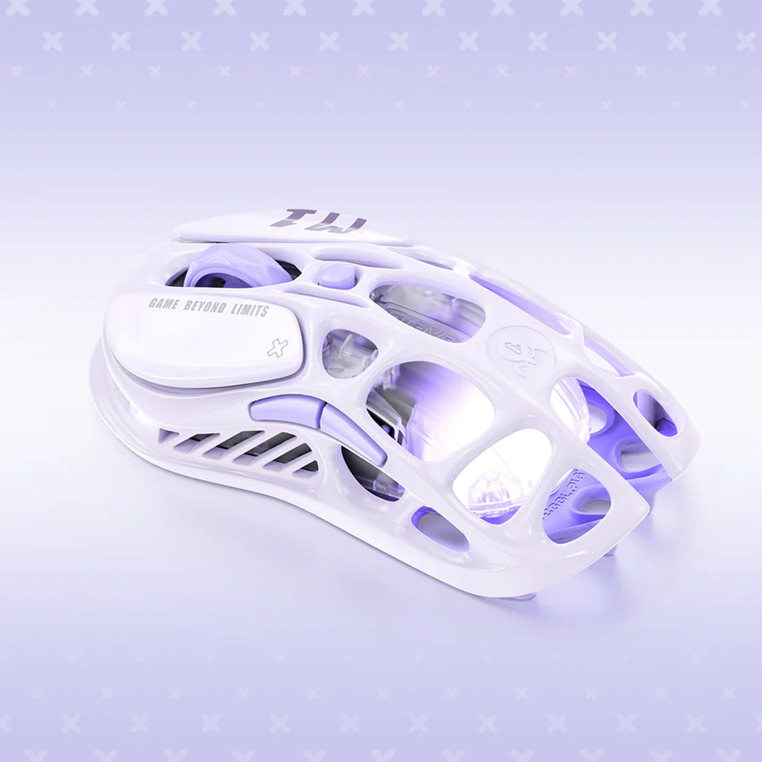 Mouse gamer inalámbrico GravaStar Mercury M1 Pro en color morado lavanda con chasis de aleación de magnesio, sensor PAW3395 e iluminación RGB - Laptop Express Caracas