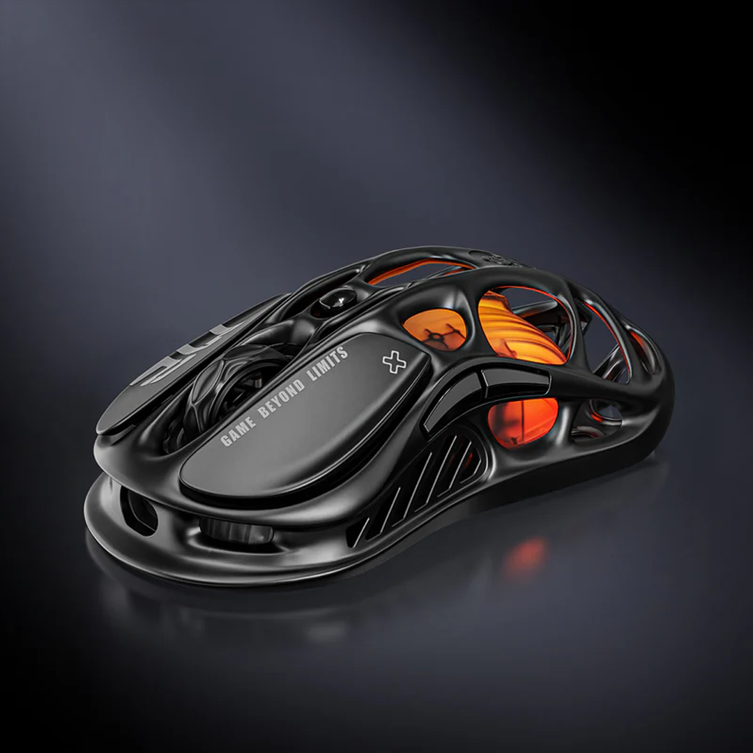 Mouse gamer inalámbrico GravaStar Mercury M2 en color negro sigiloso con diseño calado, sensor PAW3395 e iluminación RGB - Laptop Express Caracas