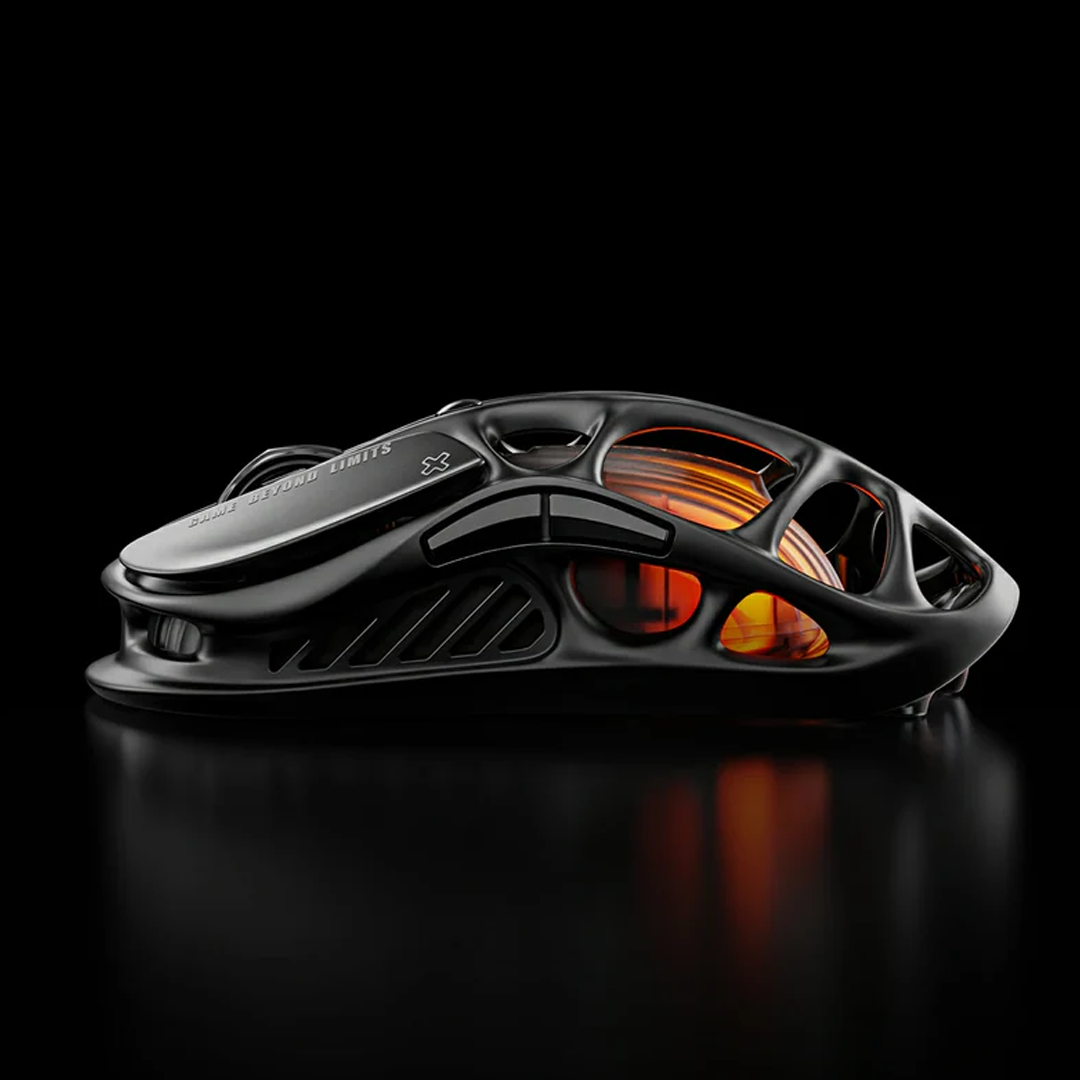 Mouse gamer inalámbrico GravaStar Mercury M2 en color negro sigiloso con diseño calado, sensor PAW3395 e iluminación RGB - Laptop Express Caracas